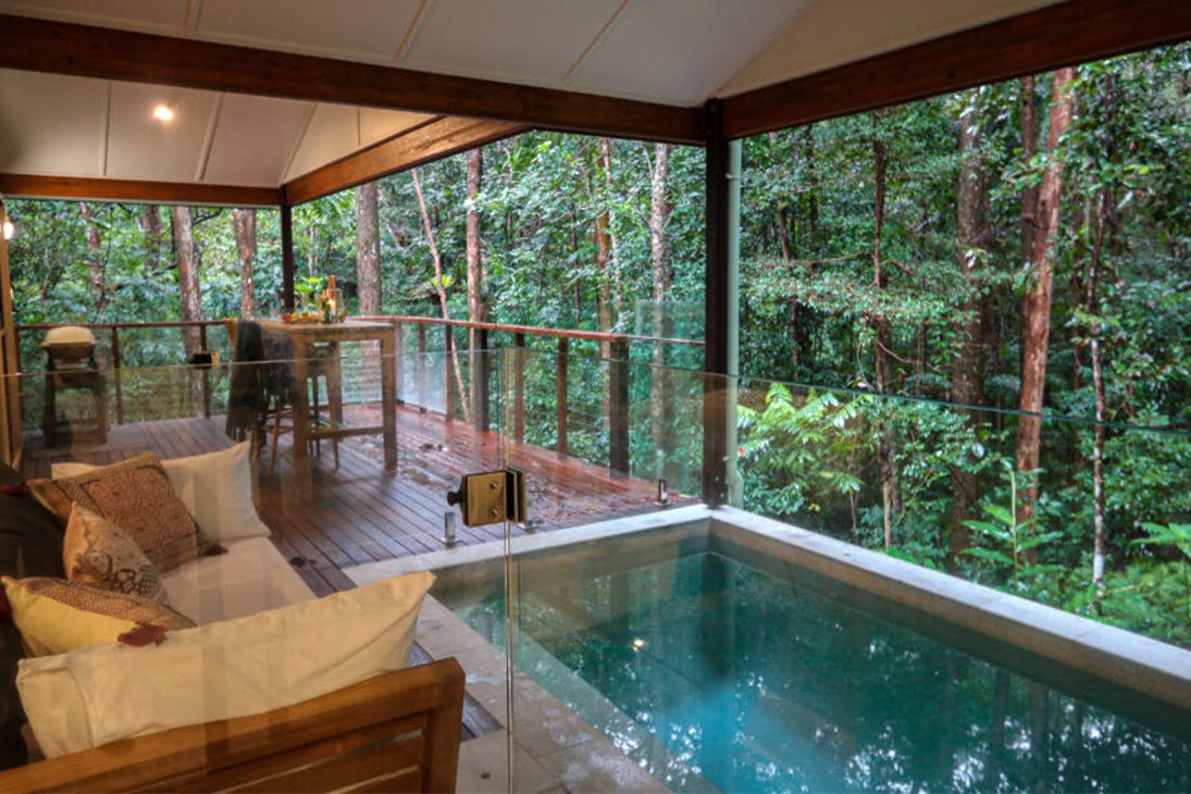 a small pool on a balcony
